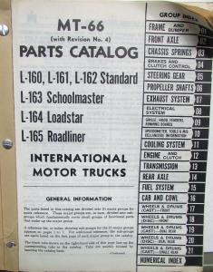 1949 1950 1951 1952 International Truck L160 161 162 163 164 165 Parts Book