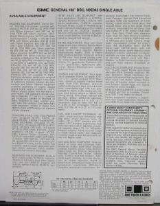 1979 GMC General Series 9500 N9E042 Truck Features Equipment Folder Original