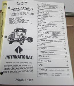 1981-1991 International Truck 5000 Series PC-5000 Parts Book