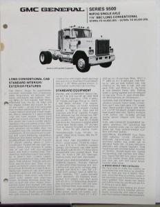 1979 GMC General Series 9500 N9F042 Truck Features Equipment Folder Original