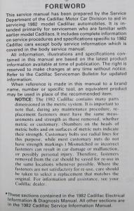 1982 Cadillac Service and Electrical Info & Diagnosis Shop Repair Manual - 2 Vol