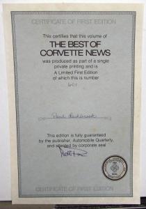 1957 Thru 1976 The Best Of Corvette News Automobile Quarterly Reference Book