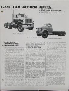 1979 GMC Brigadier Series 8000 J8C064 Truck Features Equipment Folder Original