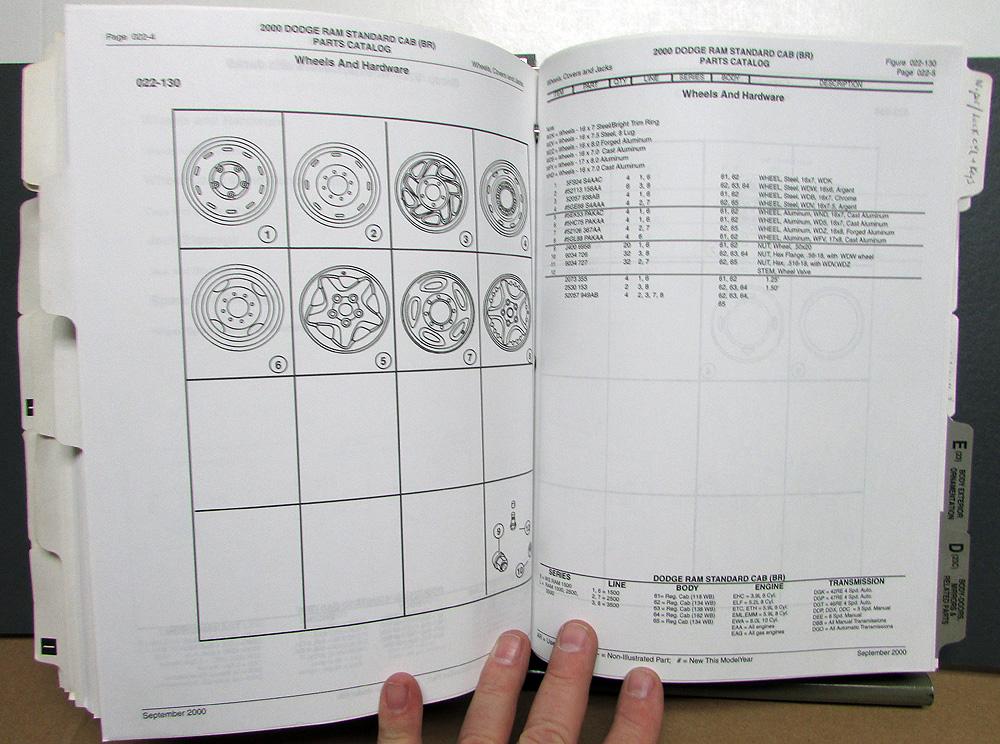 2000 Dodge Ram Truck Parts Book Standard Cab Pickup 15003500 Cummins