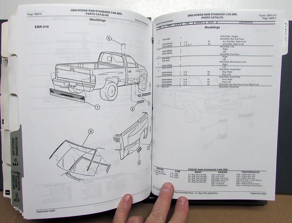 2000 Dodge Ram Truck Parts Book Standard Cab Pickup 15003500 Cummins