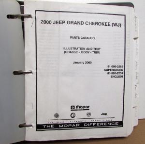 2000 Jeep Grand Cherokee Dealer Parts Book Catalog WJ Chassis Body Trim