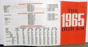 1965 Buick Dealer Mini Pocket Sales Brochure Skylark Riviera LeSabre Wildcat