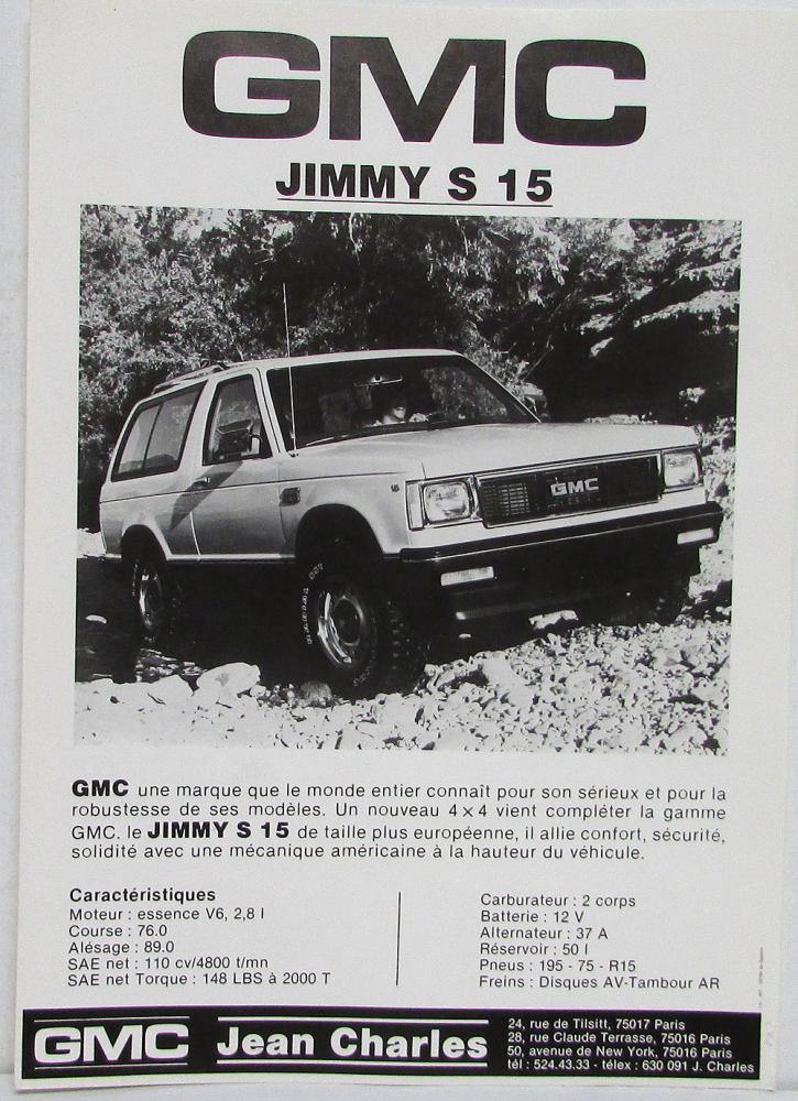 1980 1981 GMC Jimmy S 15 K 1500 FRENCH Text Sales Brochure Flyer Original