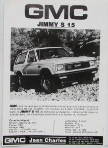 1980 1981 GMC Jimmy S 15 K 1500 FRENCH Text Sales Brochure Flyer Original