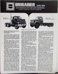 1980 GMC Brigadier 8000 Truck J8C064 Tandem Axle Short Con Sales Data Sheet