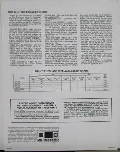 1980 GMC Brigadier Glider Series 9500 Truck J9C020 Sales Data Sheet Original