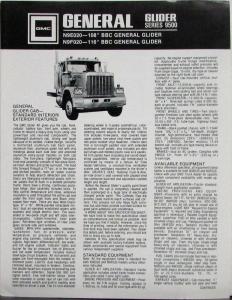 1980 GMC General Glider Series 9500 Truck N9E020 N9F020 Sales Data Sheet Orig