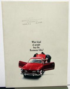 1962 1963 Volkswagen VW Dealer Prestige Sales Brochure Karmann Ghia Rare