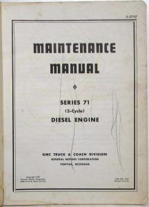 1957 GMC Truck Series 71 2-Cycle Diesel Engine Maintenance Manual