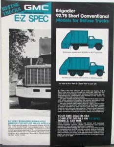 1980 GMC Brigadier Series 8000 9500 Refuse Truck Sales Brochure Data Sheet Orig