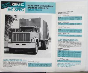 1980 GMC Brigadier Series 8000 9500 Refuse Truck Sales Brochure Data Sheet Orig