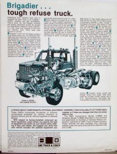 1980 GMC Brigadier Series 8000 9500 Refuse Truck Sales Brochure Data Sheet Orig