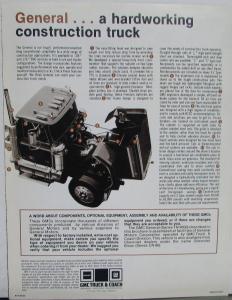 1980 GMC General Series 9500 Construction Truck Sale Brochure Data Sheet Orig