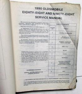 1990 Oldsmobile 88 Royale and 98 Regency Service Shop Repair Manual