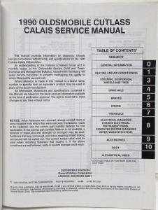 1990 Oldsmobile Cutlass Calais Service Shop Repair Manual