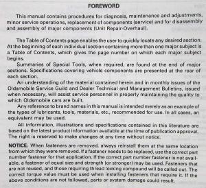 1990 Oldsmobile Cutlass Ciera and Cutlass Cruiser Service Shop Repair Manual