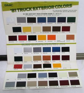 1981 GMC Truck Paint Chip Colors Sales Brochure Folder Original