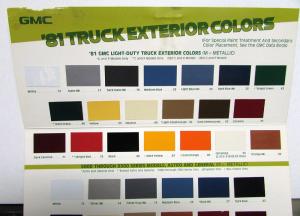 1981 GMC Truck Paint Chip Colors Sales Brochure Folder Original