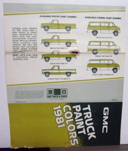 1981 GMC Truck Paint Chip Colors Sales Brochure Folder Original