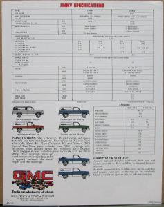 1981 GMC Jimmy & Sierra Pkg Truck C & K 1500 Sales Brochure Folder Original