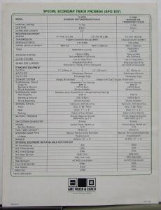 1981 GMC Pickup Truck DEALERS ONLY Features and Package Chart Sales Folder Orig
