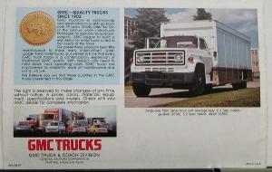 1982 GMC Medium Trucks Series 6000 7000 Sales Brochure Mailer Original