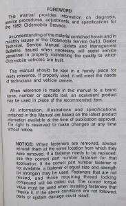 1993 Oldsmobile Bravada Service Shop Repair Manual