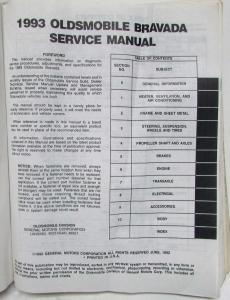 1993 Oldsmobile Bravada Service Shop Repair Manual