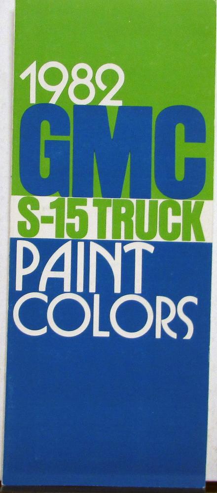 1982 GMC S 15 Pickup Truck Paint Color Chips Sales Brochure Folder Original