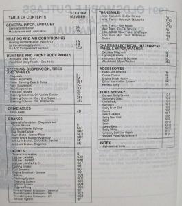 1991 Oldsmobile Cutlass Calais Service Shop Repair Manual