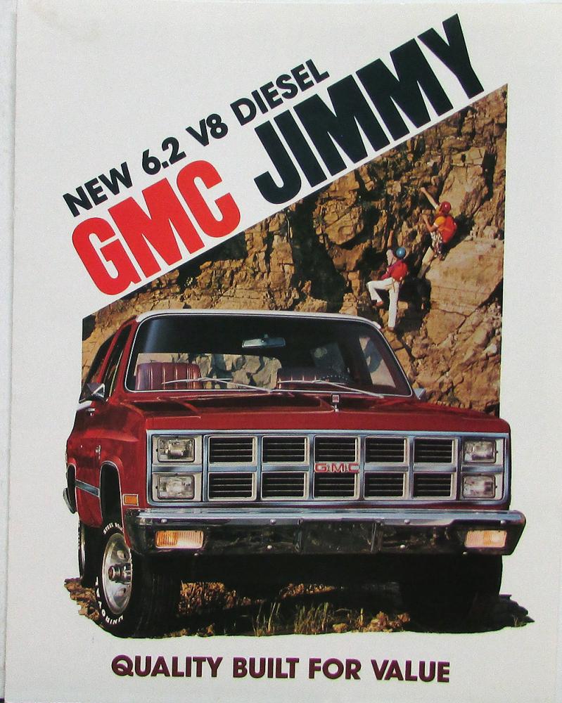 1982 GMC Jimmy & 6.2 V8 Diesel Engine Sales Brochure Folder Original