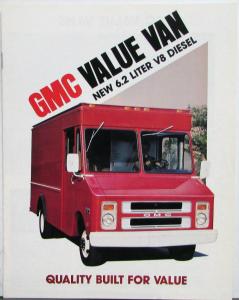 1982 GMC Value Van V8 Diesel P 2500 Through 3500 Series Sales Brochure Original