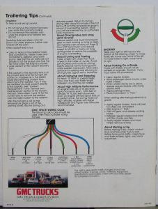 1982 GMC Trailering Guide Pickups Vans Caballero & More Sales Brochure Original