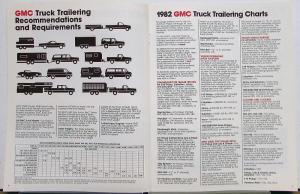 1982 GMC Trailering Guide Pickups Vans Caballero & More Sales Brochure Original