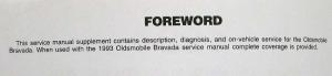 1994 Oldsmobile Bravada T-Truck Service Shop Repair Manual Supplement