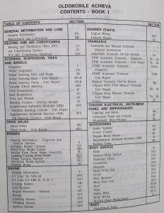 1994 Oldsmobile Achieva N-Carline Service Shop Repair Manual - 2 Vol Set