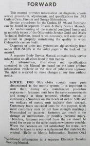 1983 Oldsmobile Cutlass Ciera Firenza Omega Chassis Service Shop Repair Manual