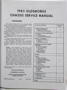 1983 Oldsmobile Cutlass Ciera Firenza Omega Chassis Service Shop Repair Manual