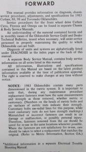 1983 Oldsmobile Cutlass Delta Custom Cruiser 98 Toronado Chassis Service Manual