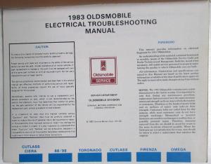 1983 Oldsmobile Electrical Troubleshooting Manual - Omega Cutlass 88 98 Toronado