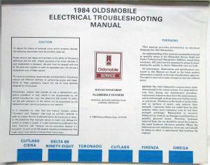 1984 Oldsmobile Electrical Troubleshooting Service Manual - All Series