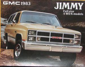 1983 GMC Jimmy Full Size 4WD K Model Canadian English Text Sales Brochure Folder