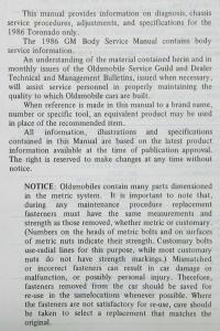 1986 Oldsmobile Toronado Chassis Service Shop Manual