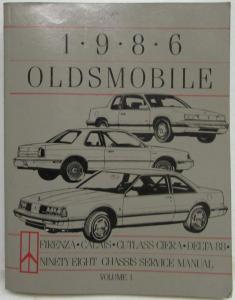 1986 Oldsmobile Chassis Service Manual - Firenza Calais Ciera 88 98 - 2 Vol Set