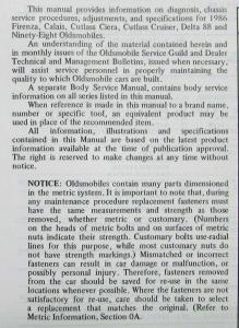 1986 Oldsmobile Chassis Service Manual - Firenza Calais Ciera 88 98 - 2 Vol Set